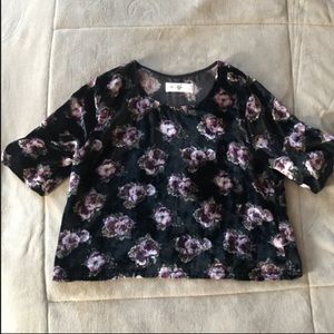 Black Floral Crop Top 